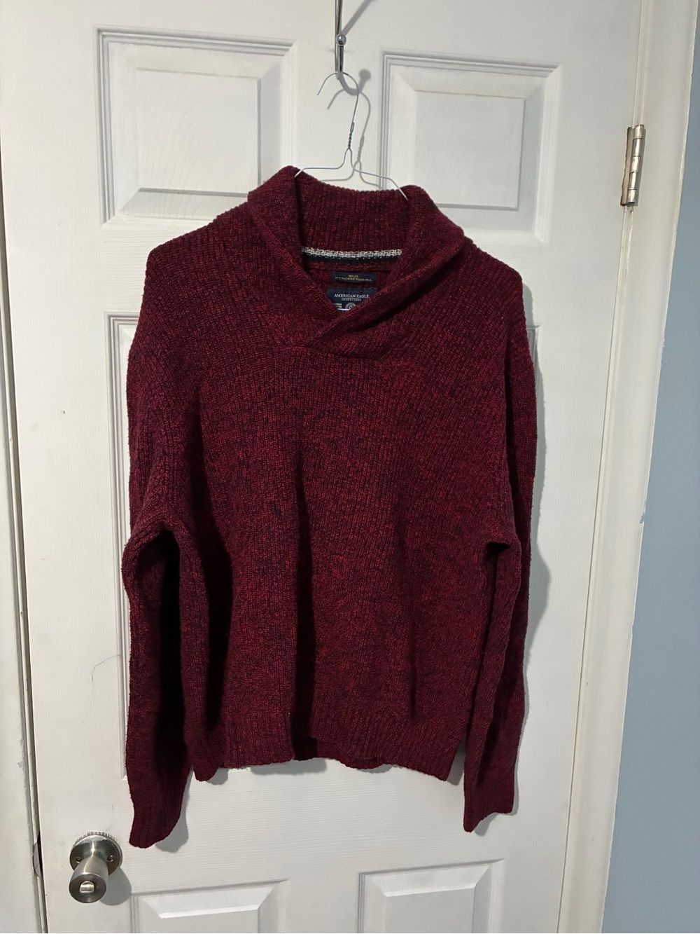 American Eagle Outfitters Men's Burgundy Marled Turtleneck Sweater